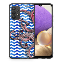 Thumbnail for Θήκη Samsung A32 4G Chevron Devilfish από τη Smartfits με σχέδιο στο πίσω μέρος και μαύρο περίβλημα | Samsung A32 4G Chevron Devilfish case with colorful back and black bezels