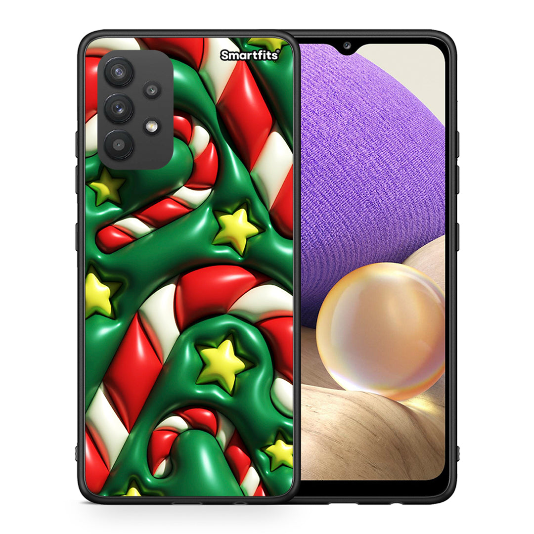 Θήκη Samsung A32 4G Christmas Bubbles από τη Smartfits με σχέδιο στο πίσω μέρος και μαύρο περίβλημα | Samsung A32 4G Christmas Bubbles case with colorful back and black bezels