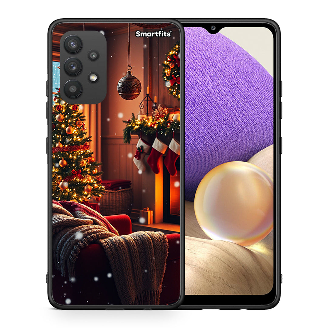 Θήκη Samsung A32 4G Home For Christmas από τη Smartfits με σχέδιο στο πίσω μέρος και μαύρο περίβλημα | Samsung A32 4G Home For Christmas case with colorful back and black bezels