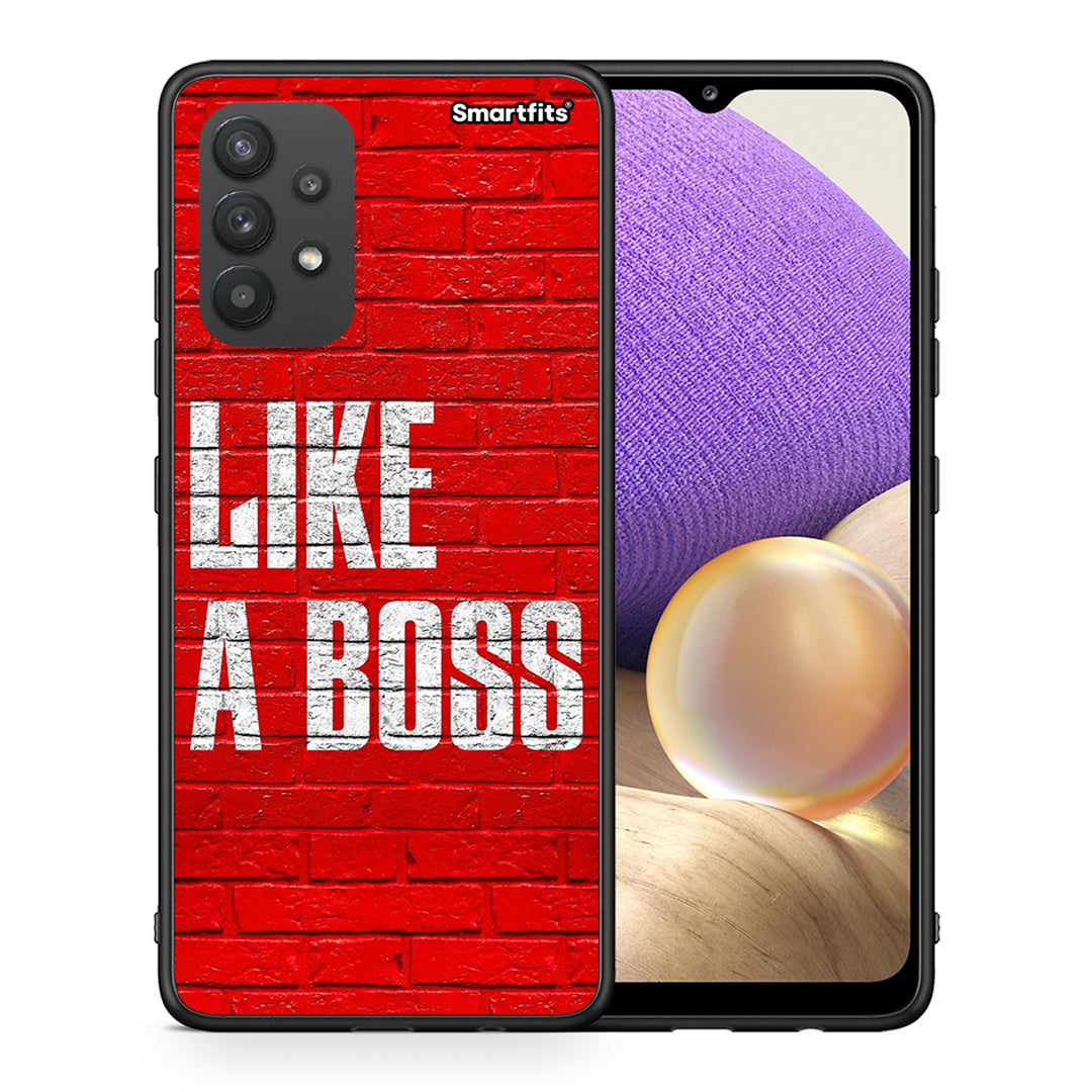 Θήκη Samsung A32 4G Like A Boss από τη Smartfits με σχέδιο στο πίσω μέρος και μαύρο περίβλημα | Samsung A32 4G Like A Boss case with colorful back and black bezels