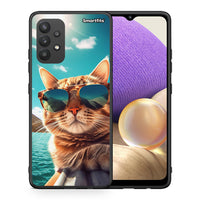 Thumbnail for Θήκη Samsung A32 4G Summer Cat από τη Smartfits με σχέδιο στο πίσω μέρος και μαύρο περίβλημα | Samsung A32 4G Summer Cat case with colorful back and black bezels