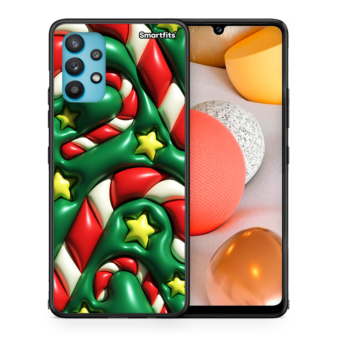 Θήκη Samsung Galaxy A32 5G  Christmas Bubbles από τη Smartfits με σχέδιο στο πίσω μέρος και μαύρο περίβλημα | Samsung Galaxy A32 5G  Christmas Bubbles case with colorful back and black bezels