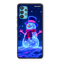 Thumbnail for Samsung Galaxy A32 5G  Christmas Neon Snowman θήκη από τη Smartfits με σχέδιο στο πίσω μέρος και μαύρο περίβλημα | Smartphone case with colorful back and black bezels by Smartfits