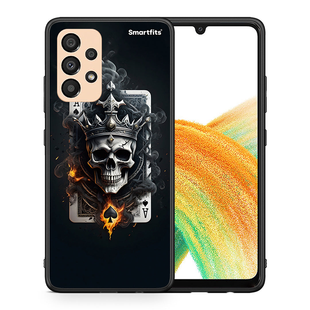 Θήκη Samsung A33 5G Skull King Ace από τη Smartfits με σχέδιο στο πίσω μέρος και μαύρο περίβλημα | Samsung A33 5G Skull King Ace case with colorful back and black bezels