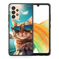 Thumbnail for Θήκη Samsung A33 5G Summer Cat από τη Smartfits με σχέδιο στο πίσω μέρος και μαύρο περίβλημα | Samsung A33 5G Summer Cat case with colorful back and black bezels