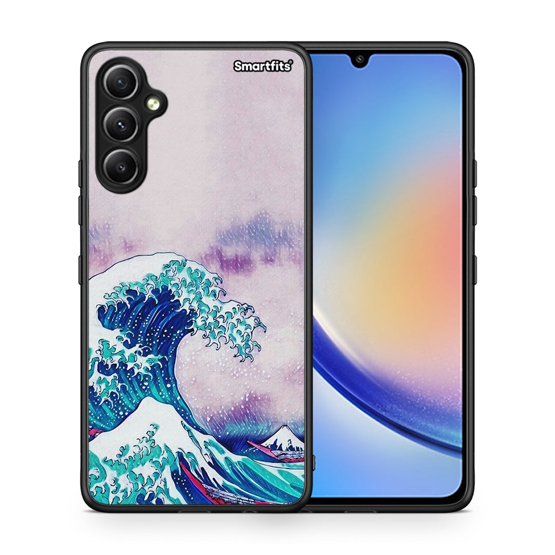 Θήκη Samsung Galaxy A34 Blue Waves από τη Smartfits με σχέδιο στο πίσω μέρος και μαύρο περίβλημα | Samsung Galaxy A34 Blue Waves Case with Colorful Back and Black Bezels