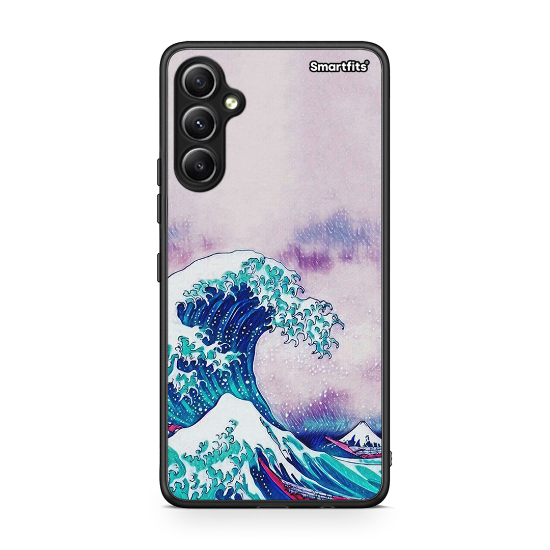 Θήκη Samsung Galaxy A34 Blue Waves από τη Smartfits με σχέδιο στο πίσω μέρος και μαύρο περίβλημα | Samsung Galaxy A34 Blue Waves Case with Colorful Back and Black Bezels