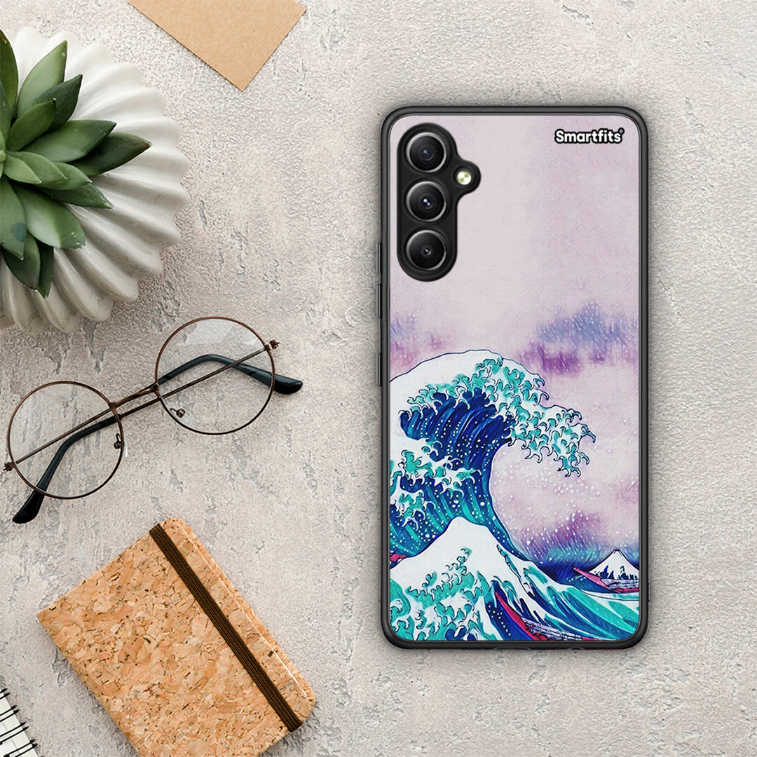 Θήκη Samsung Galaxy A34 Blue Waves από τη Smartfits με σχέδιο στο πίσω μέρος και μαύρο περίβλημα | Samsung Galaxy A34 Blue Waves Case with Colorful Back and Black Bezels