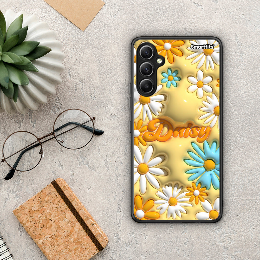 Θήκη Samsung Galaxy A34 Bubble Daisies από τη Smartfits με σχέδιο στο πίσω μέρος και μαύρο περίβλημα | Samsung Galaxy A34 Bubble Daisies Case with Colorful Back and Black Bezels