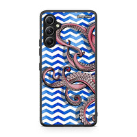 Thumbnail for Θήκη Samsung Galaxy A34 Chevron Devilfish από τη Smartfits με σχέδιο στο πίσω μέρος και μαύρο περίβλημα | Samsung Galaxy A34 Chevron Devilfish Case with Colorful Back and Black Bezels