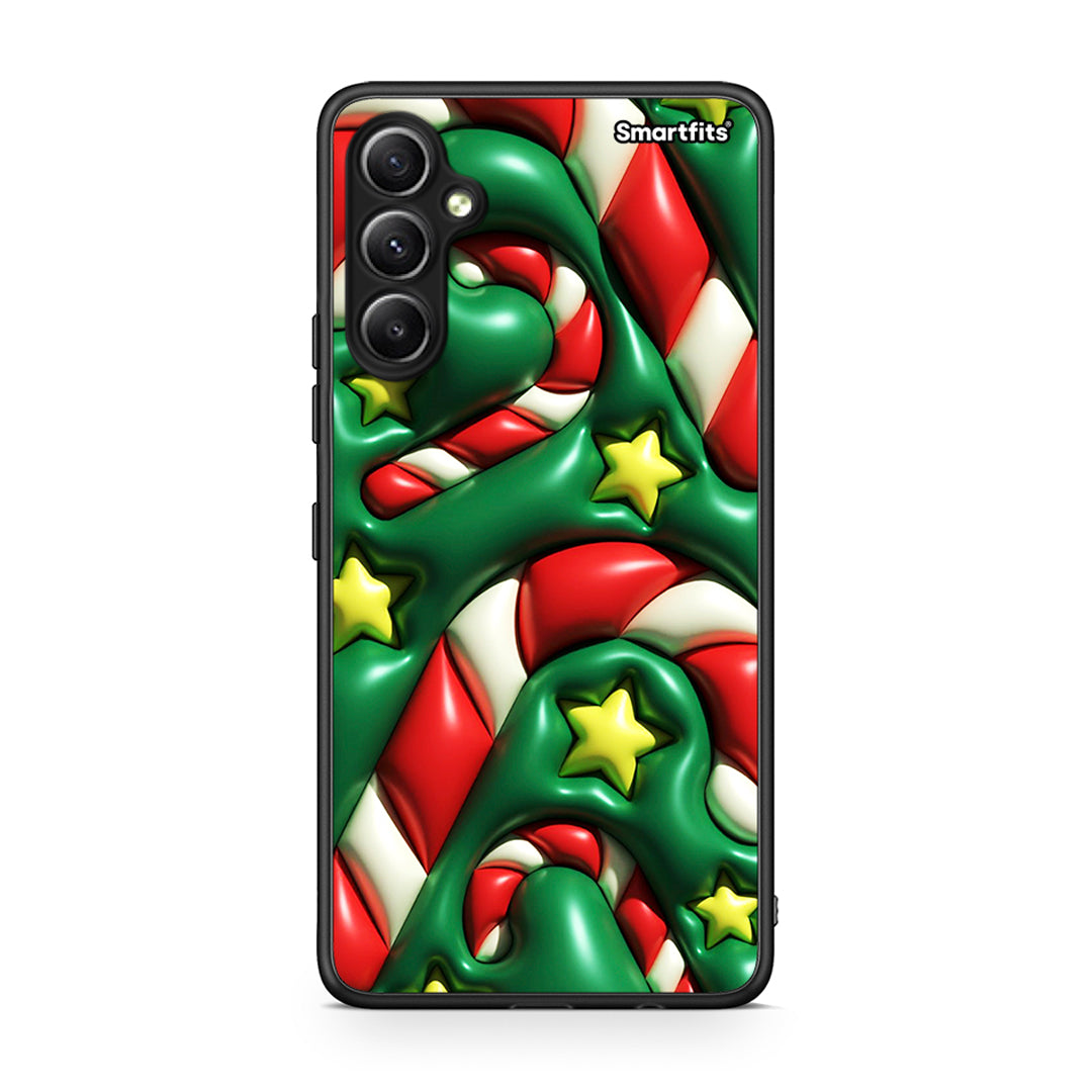 Θήκη Samsung Galaxy A34 Christmas Bubbles από τη Smartfits με σχέδιο στο πίσω μέρος και μαύρο περίβλημα | Samsung Galaxy A34 Christmas Bubbles Case with Colorful Back and Black Bezels