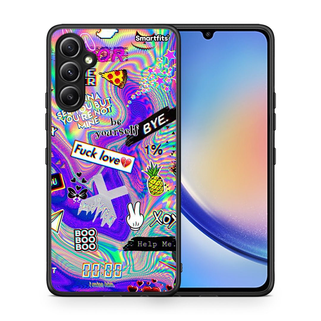 Θήκη Samsung Galaxy A34 Game Over από τη Smartfits με σχέδιο στο πίσω μέρος και μαύρο περίβλημα | Samsung Galaxy A34 Game Over Case with Colorful Back and Black Bezels