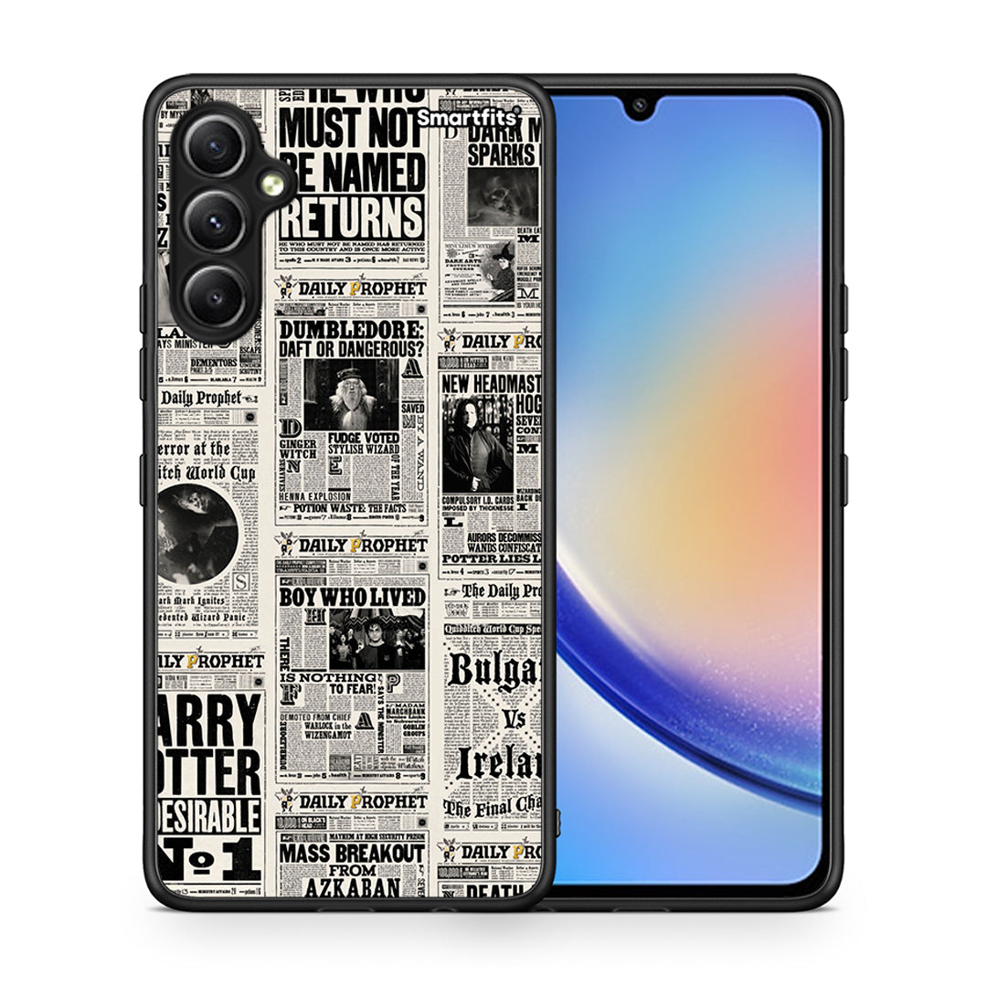 Θήκη Samsung Galaxy A34 Harry Paper από τη Smartfits με σχέδιο στο πίσω μέρος και μαύρο περίβλημα | Samsung Galaxy A34 Harry Paper Case with Colorful Back and Black Bezels