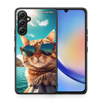 Thumbnail for Θήκη Samsung Galaxy A34 Summer Cat από τη Smartfits με σχέδιο στο πίσω μέρος και μαύρο περίβλημα | Samsung Galaxy A34 Summer Cat Case with Colorful Back and Black Bezels