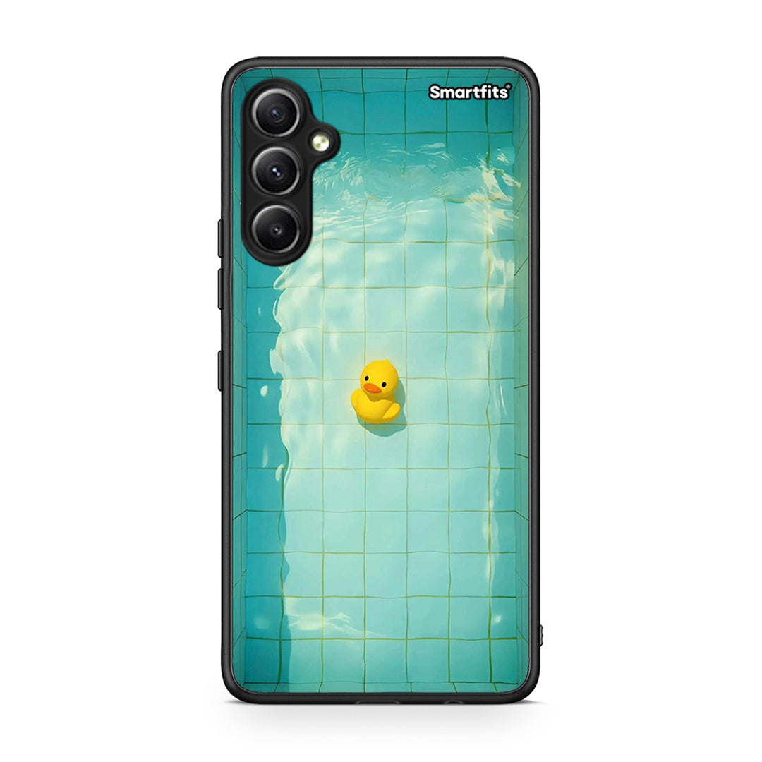 Θήκη Samsung Galaxy A34 Yellow Duck από τη Smartfits με σχέδιο στο πίσω μέρος και μαύρο περίβλημα | Samsung Galaxy A34 Yellow Duck Case with Colorful Back and Black Bezels