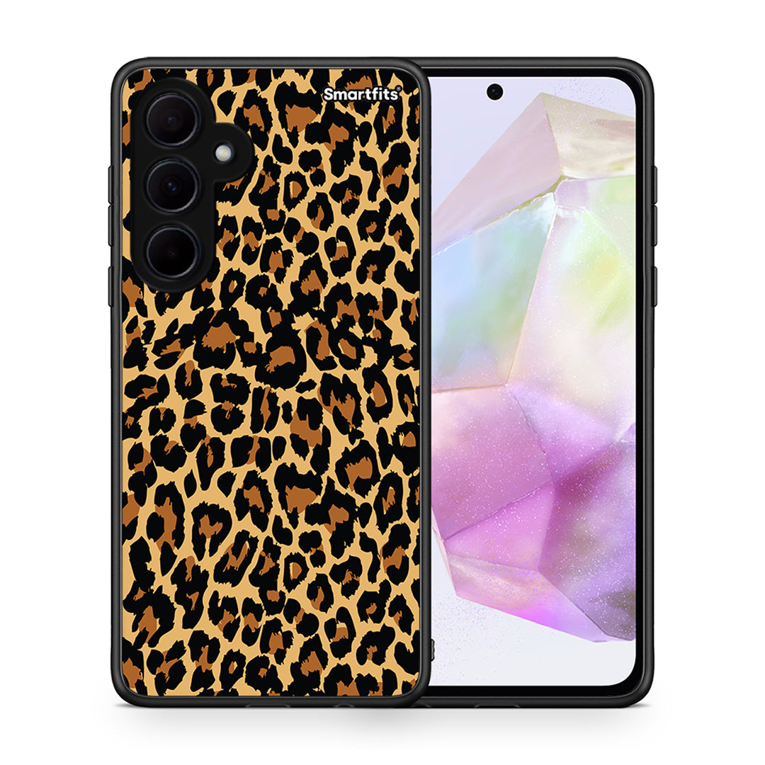 Θήκη Samsung Galaxy A35 Leopard Animal από τη Smartfits με σχέδιο στο πίσω μέρος και μαύρο περίβλημα | Samsung Galaxy A35 Leopard Animal case with colorful back and black bezels