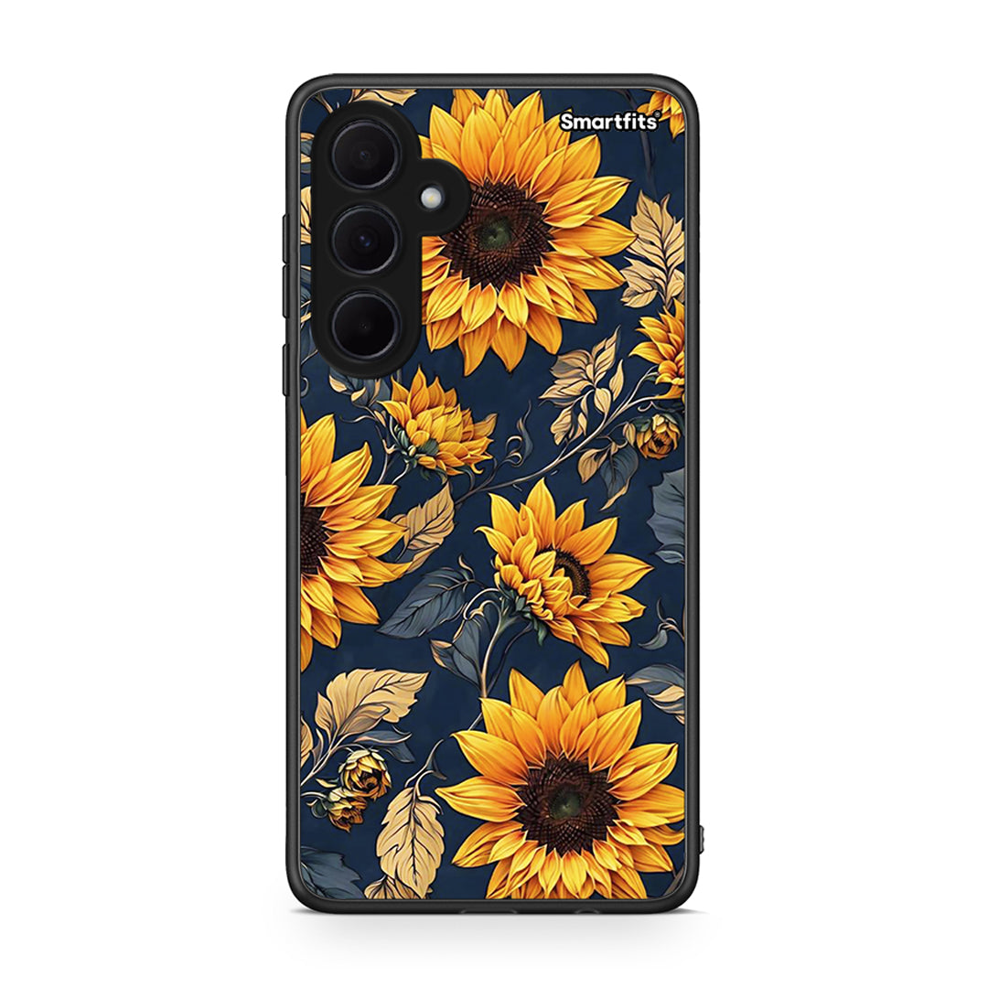 Samsung Galaxy A35 Autumn Sunflowers Θήκη από τη Smartfits με σχέδιο στο πίσω μέρος και μαύρο περίβλημα | Smartphone case with colorful back and black bezels by Smartfits