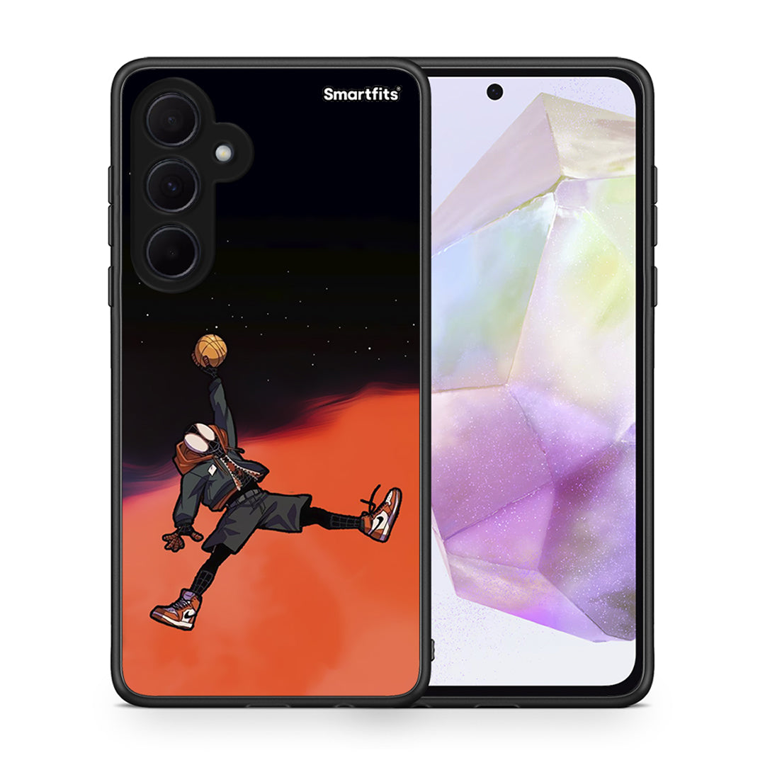 Θήκη Samsung Galaxy A35 Basketball Hero από τη Smartfits με σχέδιο στο πίσω μέρος και μαύρο περίβλημα | Samsung Galaxy A35 Basketball Hero case with colorful back and black bezels