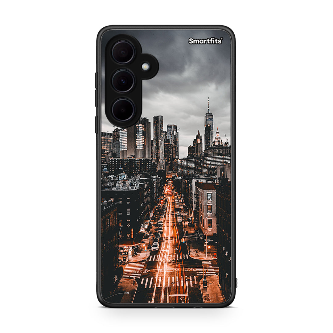 Samsung Galaxy A35 City Lights θήκη από τη Smartfits με σχέδιο στο πίσω μέρος και μαύρο περίβλημα | Smartphone case with colorful back and black bezels by Smartfits