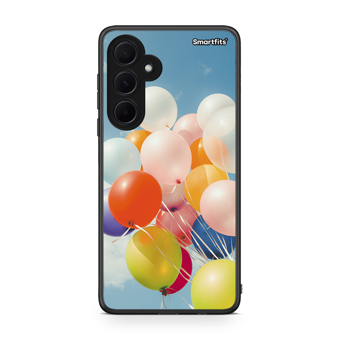 Samsung Galaxy A35 Colorful Balloons θήκη από τη Smartfits με σχέδιο στο πίσω μέρος και μαύρο περίβλημα | Smartphone case with colorful back and black bezels by Smartfits