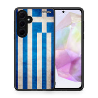 Thumbnail for Θήκη Samsung Galaxy A35 Greek Flag από τη Smartfits με σχέδιο στο πίσω μέρος και μαύρο περίβλημα | Samsung Galaxy A35 Greek Flag case with colorful back and black bezels