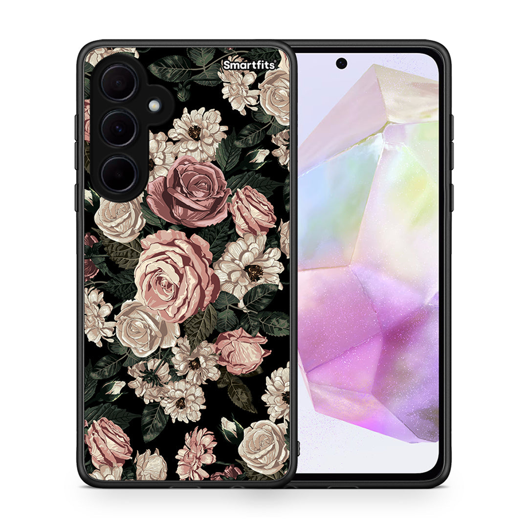 Θήκη Samsung Galaxy A35 Wild Roses Flower από τη Smartfits με σχέδιο στο πίσω μέρος και μαύρο περίβλημα | Samsung Galaxy A35 Wild Roses Flower case with colorful back and black bezels