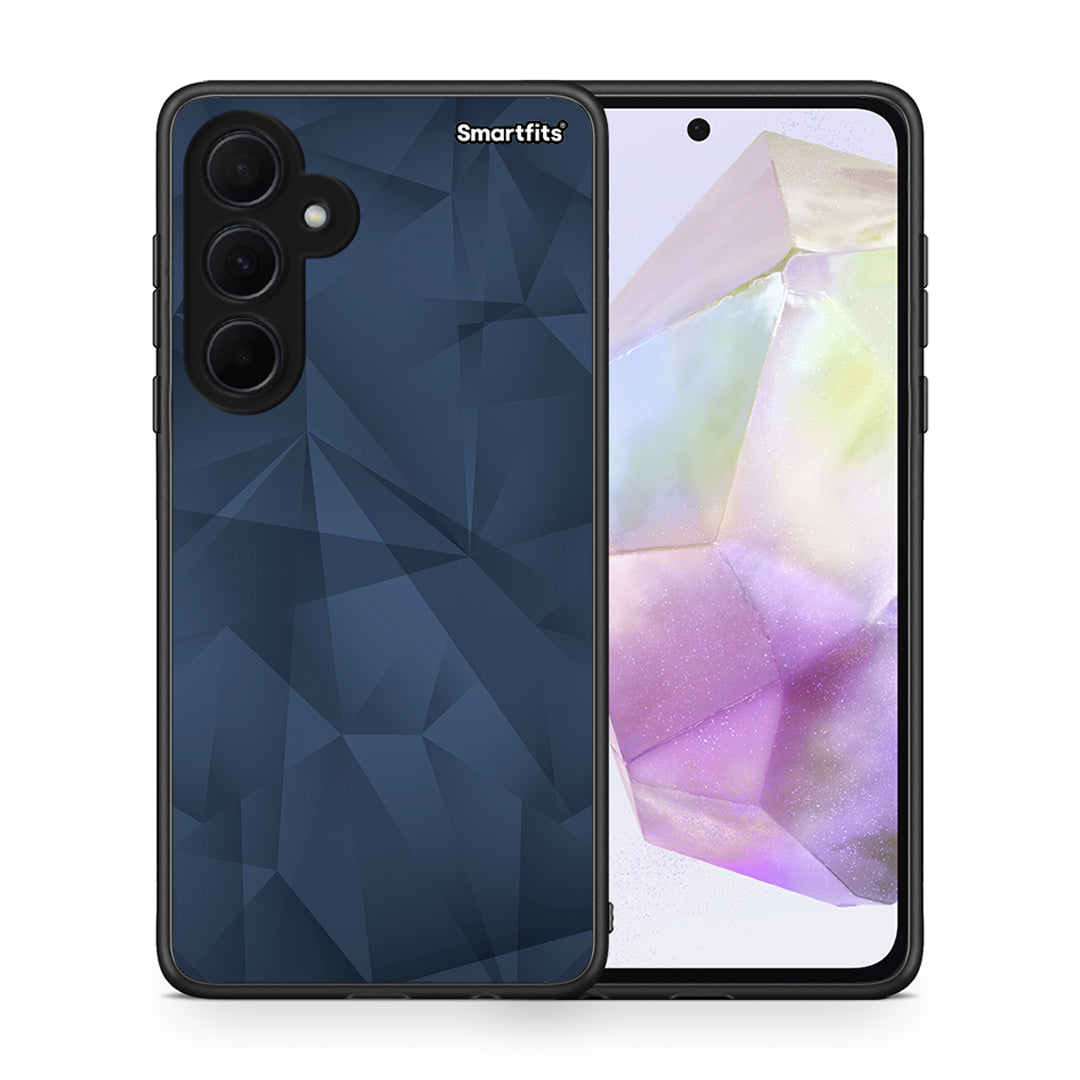 Θήκη Samsung Galaxy A35 Blue Abstract Geometric από τη Smartfits με σχέδιο στο πίσω μέρος και μαύρο περίβλημα | Samsung Galaxy A35 Blue Abstract Geometric case with colorful back and black bezels