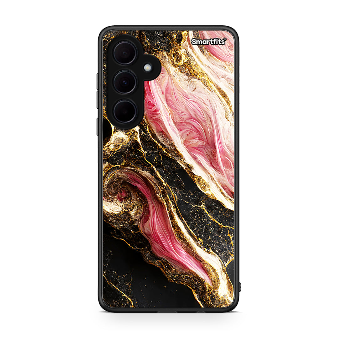 Samsung Galaxy A35 Glamorous Pink Marble θήκη από τη Smartfits με σχέδιο στο πίσω μέρος και μαύρο περίβλημα | Smartphone case with colorful back and black bezels by Smartfits