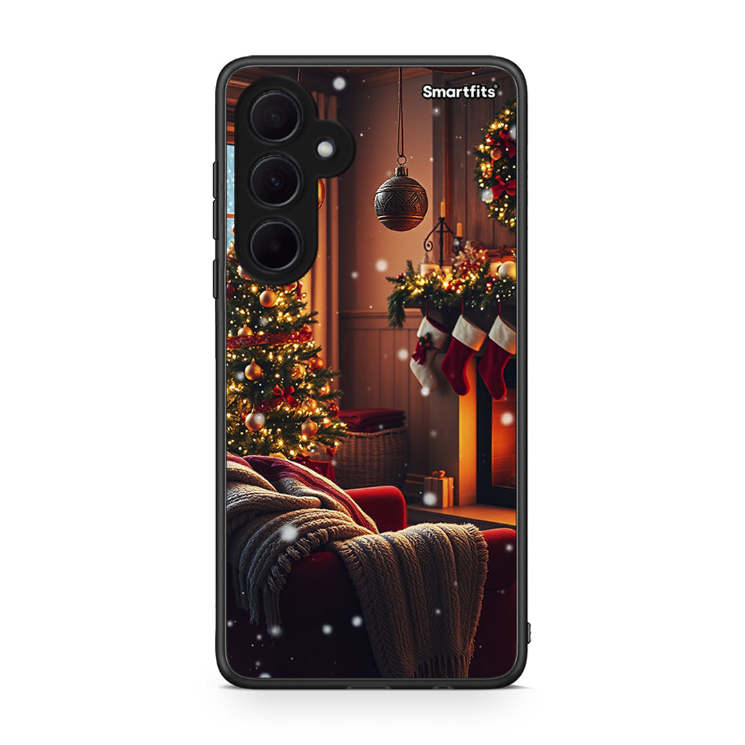 Samsung Galaxy A35 Home For Christmas θήκη από τη Smartfits με σχέδιο στο πίσω μέρος και μαύρο περίβλημα | Smartphone case with colorful back and black bezels by Smartfits