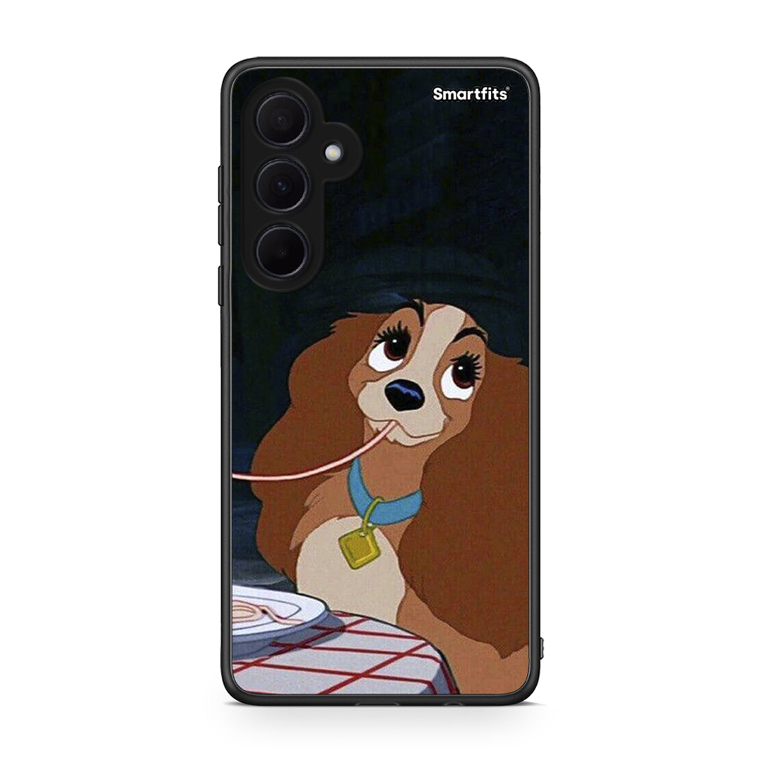 Samsung Galaxy A35 Lady And Tramp 2 Θήκη Αγίου Βαλεντίνου από τη Smartfits με σχέδιο στο πίσω μέρος και μαύρο περίβλημα | Smartphone case with colorful back and black bezels by Smartfits