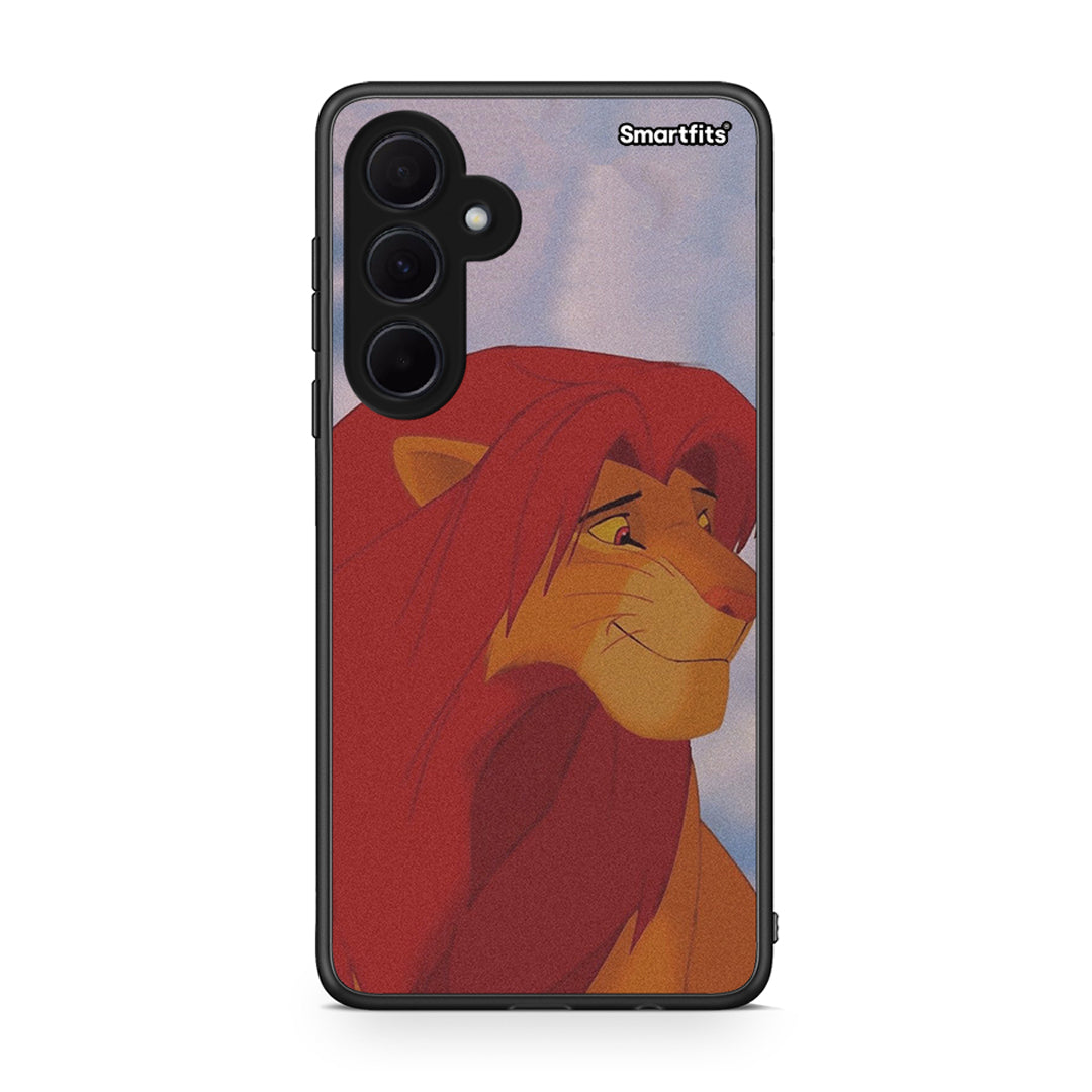 Samsung Galaxy A35 Lion Love 1 Θήκη Αγίου Βαλεντίνου από τη Smartfits με σχέδιο στο πίσω μέρος και μαύρο περίβλημα | Smartphone case with colorful back and black bezels by Smartfits