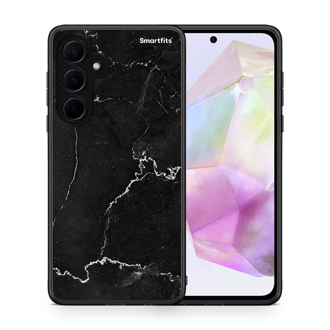 Θήκη Samsung Galaxy A35 Marble Black από τη Smartfits με σχέδιο στο πίσω μέρος και μαύρο περίβλημα | Samsung Galaxy A35 Marble Black case with colorful back and black bezels