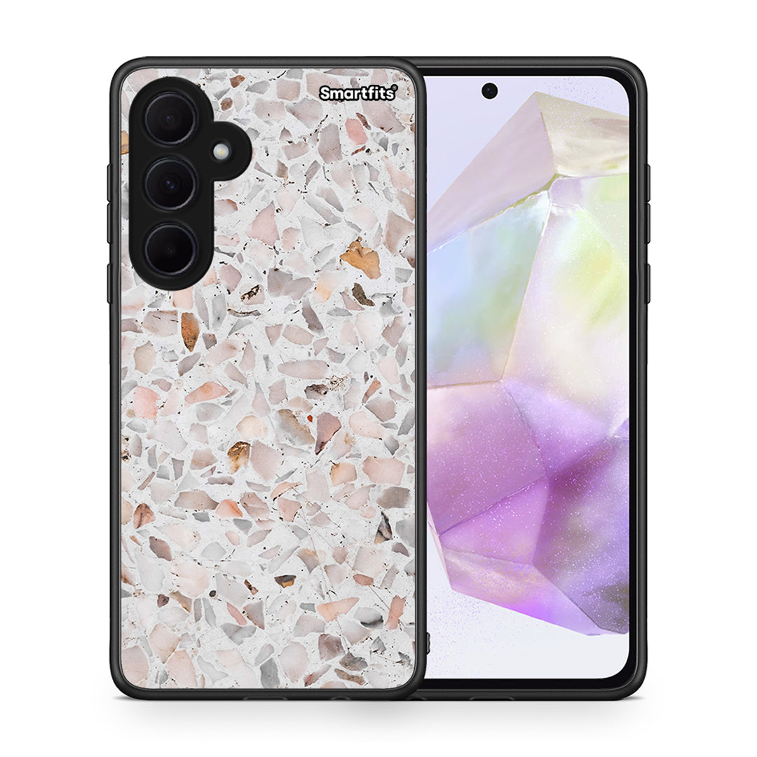 Θήκη Samsung Galaxy A35 Marble Terrazzo από τη Smartfits με σχέδιο στο πίσω μέρος και μαύρο περίβλημα | Samsung Galaxy A35 Marble Terrazzo case with colorful back and black bezels