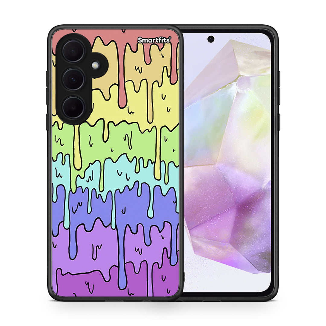 Θήκη Samsung Galaxy A35 Melting Rainbow από τη Smartfits με σχέδιο στο πίσω μέρος και μαύρο περίβλημα | Samsung Galaxy A35 Melting Rainbow case with colorful back and black bezels