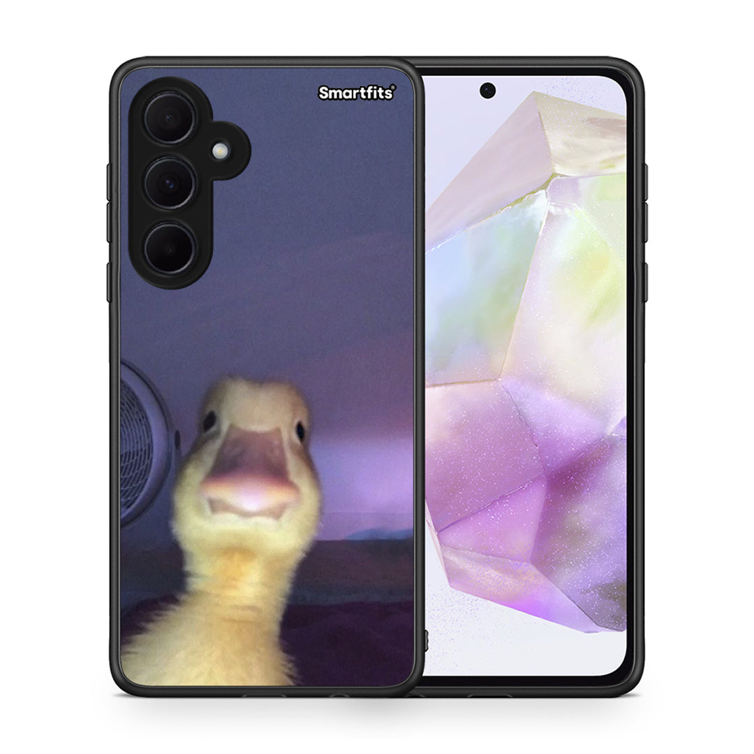 Θήκη Samsung Galaxy A35 Meme Duck από τη Smartfits με σχέδιο στο πίσω μέρος και μαύρο περίβλημα | Samsung Galaxy A35 Meme Duck case with colorful back and black bezels