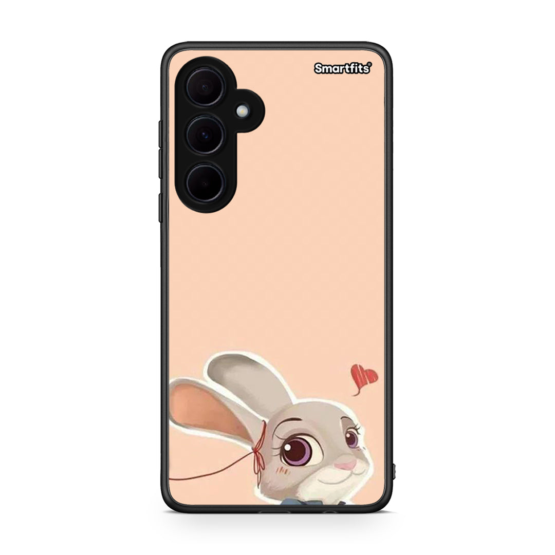 Samsung Galaxy A35 Nick Wilde And Judy Hopps Love 2 θήκη από τη Smartfits με σχέδιο στο πίσω μέρος και μαύρο περίβλημα | Smartphone case with colorful back and black bezels by Smartfits