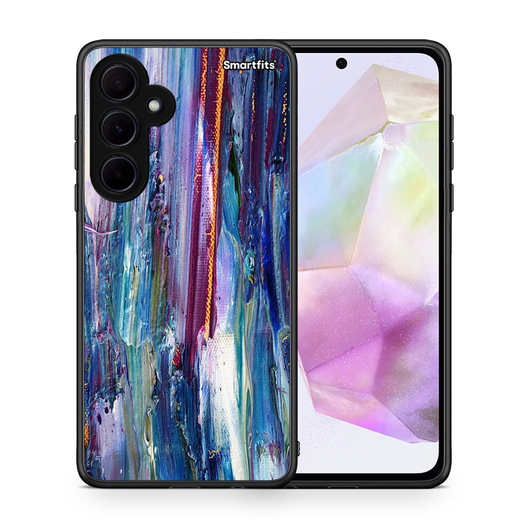 Θήκη Samsung Galaxy A35 Winter Paint από τη Smartfits με σχέδιο στο πίσω μέρος και μαύρο περίβλημα | Samsung Galaxy A35 Winter Paint case with colorful back and black bezels