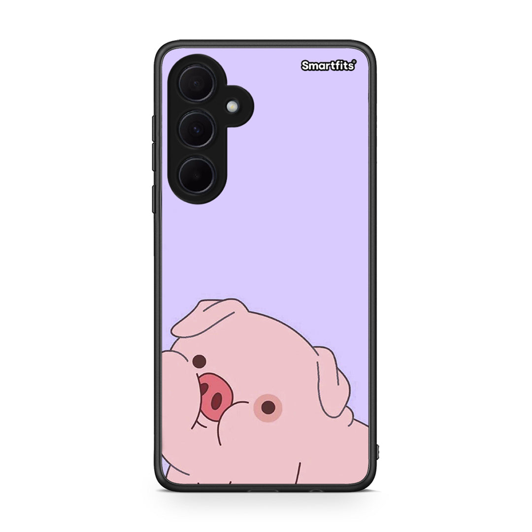 Samsung Galaxy A35 Pig Love 2 Θήκη Αγίου Βαλεντίνου από τη Smartfits με σχέδιο στο πίσω μέρος και μαύρο περίβλημα | Smartphone case with colorful back and black bezels by Smartfits