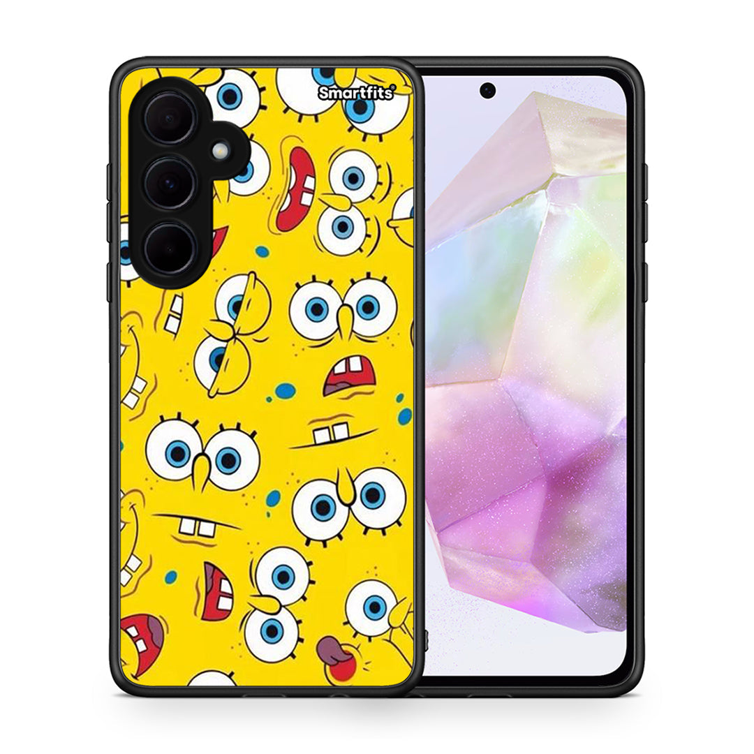 Θήκη Samsung Galaxy A35 Sponge PopArt από τη Smartfits με σχέδιο στο πίσω μέρος και μαύρο περίβλημα | Samsung Galaxy A35 Sponge PopArt case with colorful back and black bezels