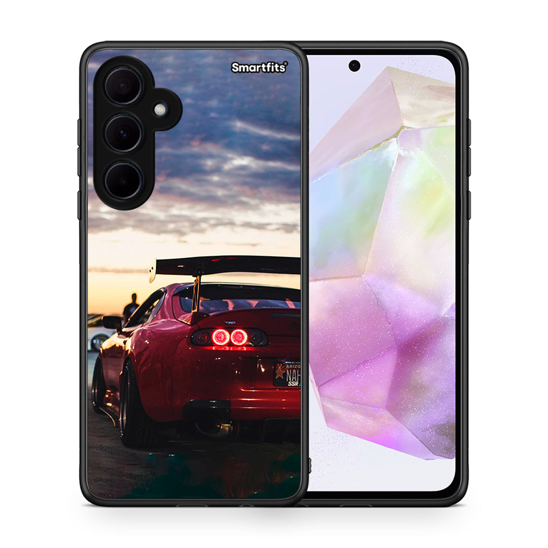 Θήκη Samsung Galaxy A35 Racing Supra από τη Smartfits με σχέδιο στο πίσω μέρος και μαύρο περίβλημα | Samsung Galaxy A35 Racing Supra case with colorful back and black bezels