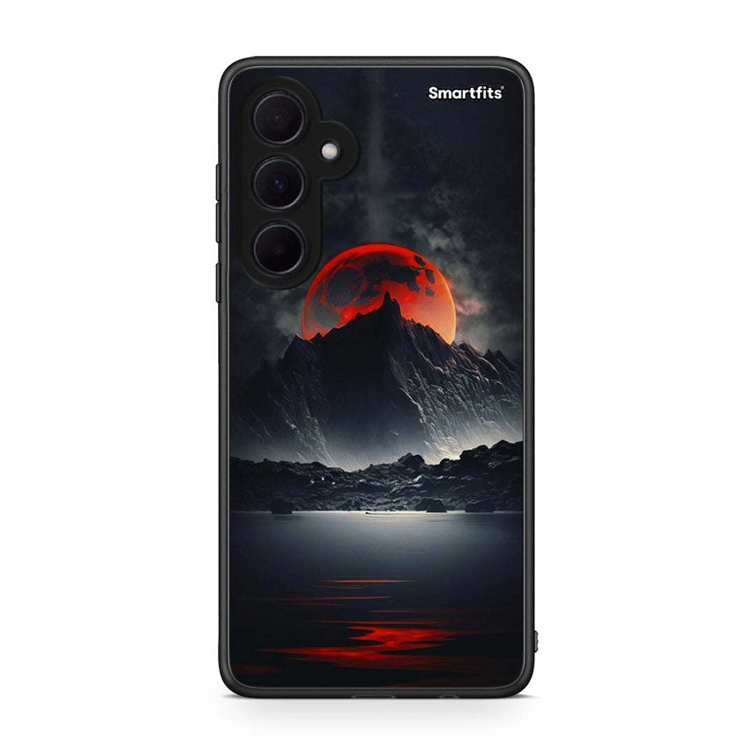 Samsung Galaxy A35 Red Full Moon θήκη από τη Smartfits με σχέδιο στο πίσω μέρος και μαύρο περίβλημα | Smartphone case with colorful back and black bezels by Smartfits