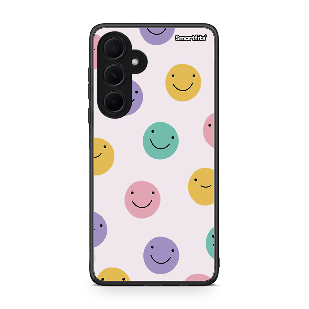 Samsung Galaxy A35 Smiley Faces θήκη από τη Smartfits με σχέδιο στο πίσω μέρος και μαύρο περίβλημα | Smartphone case with colorful back and black bezels by Smartfits