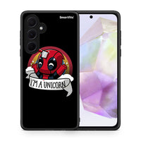 Thumbnail for Θήκη Samsung Galaxy A35 Unicorn Deadpool από τη Smartfits με σχέδιο στο πίσω μέρος και μαύρο περίβλημα | Samsung Galaxy A35 Unicorn Deadpool case with colorful back and black bezels