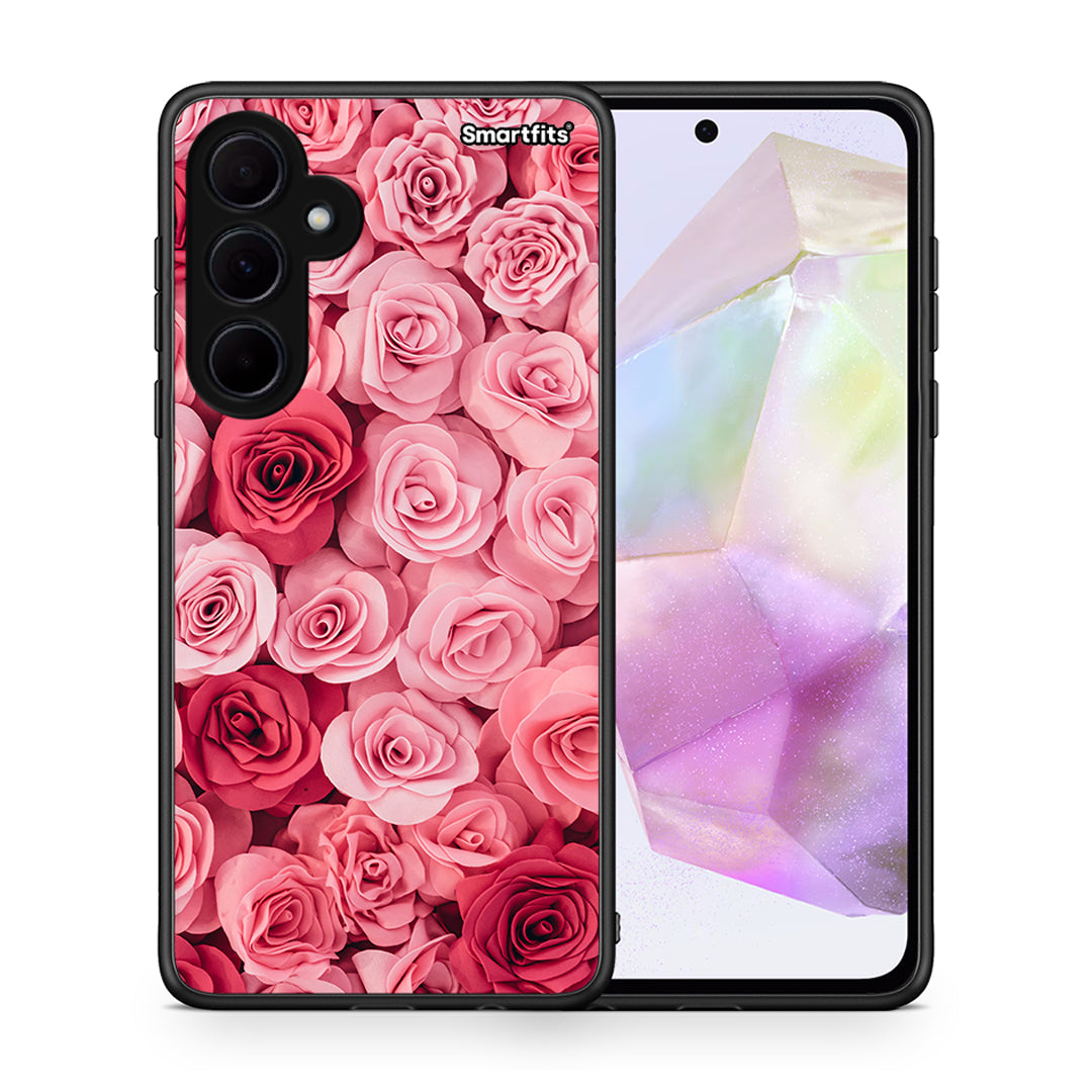 Θήκη Samsung Galaxy A35 RoseGarden Valentine από τη Smartfits με σχέδιο στο πίσω μέρος και μαύρο περίβλημα | Samsung Galaxy A35 RoseGarden Valentine case with colorful back and black bezels