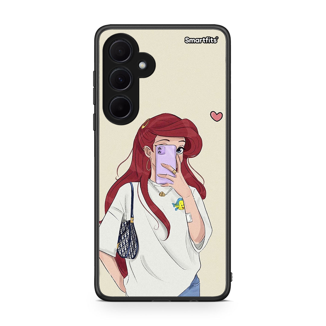 Samsung Galaxy A35 Walking Mermaid Θήκη από τη Smartfits με σχέδιο στο πίσω μέρος και μαύρο περίβλημα | Smartphone case with colorful back and black bezels by Smartfits