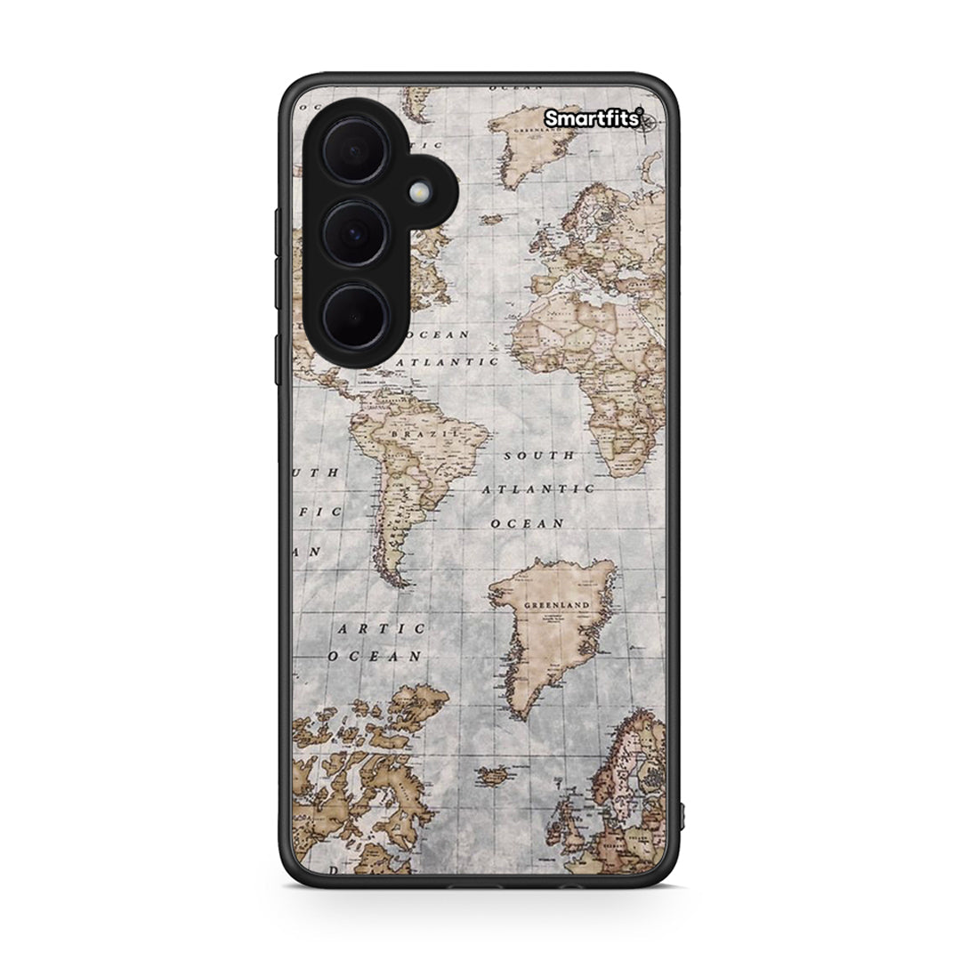 Samsung Galaxy A35 World Map Θήκη από τη Smartfits με σχέδιο στο πίσω μέρος και μαύρο περίβλημα | Smartphone case with colorful back and black bezels by Smartfits