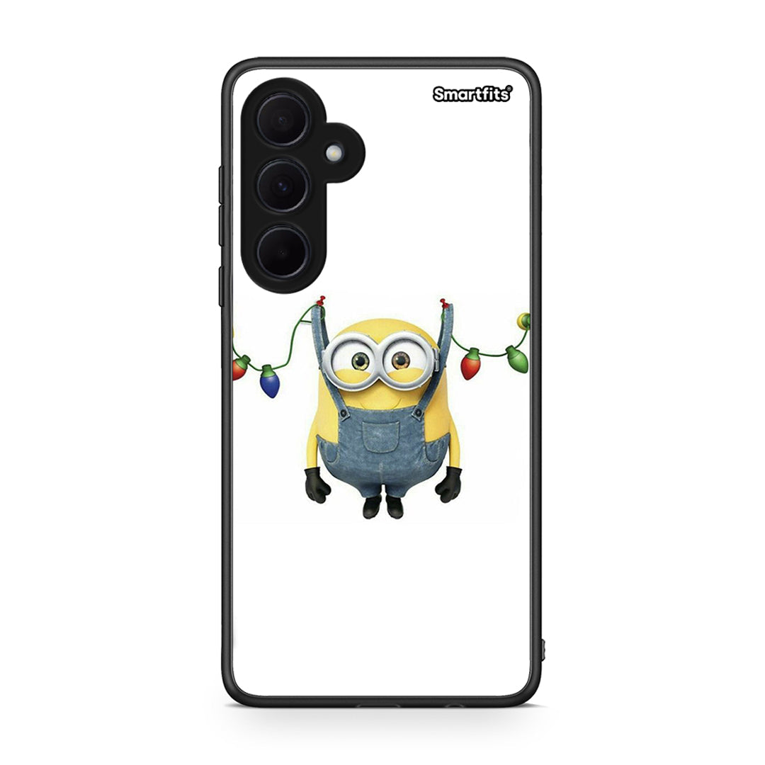 Samsung Galaxy A35 Xmas Minion Lights θήκη από τη Smartfits με σχέδιο στο πίσω μέρος και μαύρο περίβλημα | Smartphone case with colorful back and black bezels by Smartfits