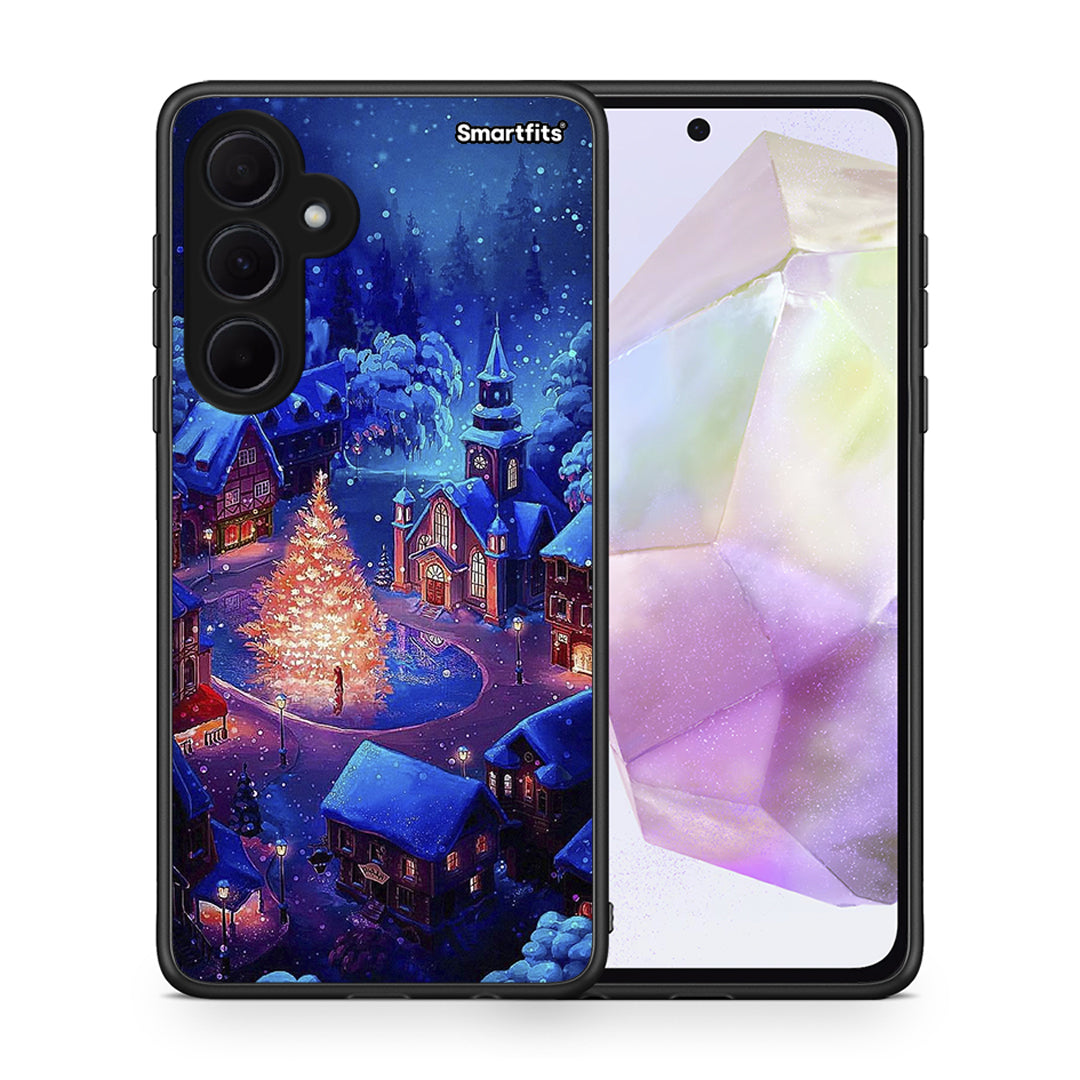 Θήκη Samsung Galaxy A35 Xmas Village από τη Smartfits με σχέδιο στο πίσω μέρος και μαύρο περίβλημα | Samsung Galaxy A35 Xmas Village case with colorful back and black bezels