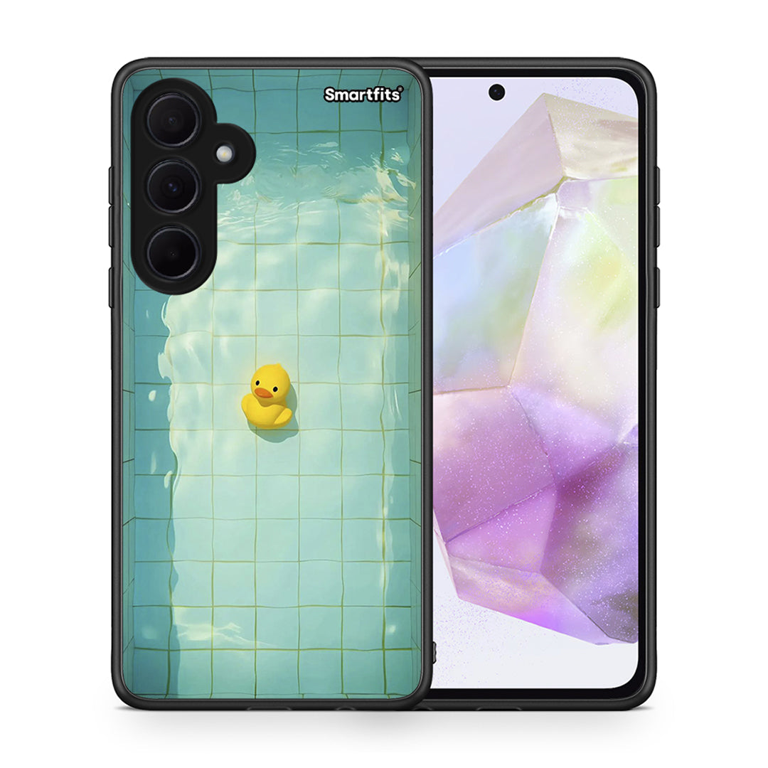 Θήκη Samsung Galaxy A35 Yellow Duck από τη Smartfits με σχέδιο στο πίσω μέρος και μαύρο περίβλημα | Samsung Galaxy A35 Yellow Duck case with colorful back and black bezels