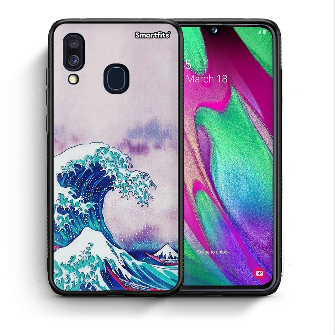 Θήκη Samsung A40 Blue Waves από τη Smartfits με σχέδιο στο πίσω μέρος και μαύρο περίβλημα | Samsung A40 Blue Waves case with colorful back and black bezels